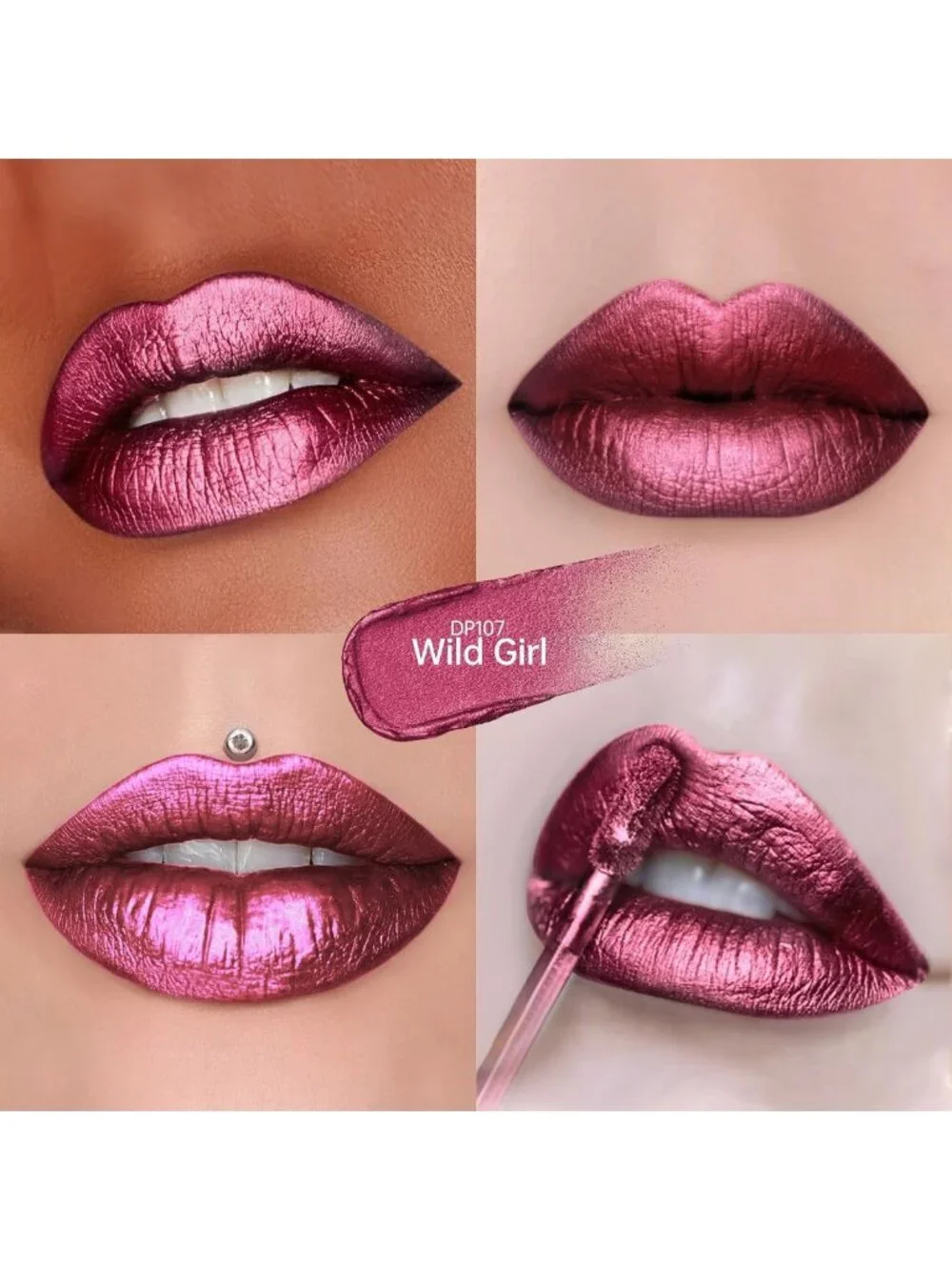 3Pc Metallic Lipstick Set for Women - Red, Burgundy & Pink Shades - Long-lasting